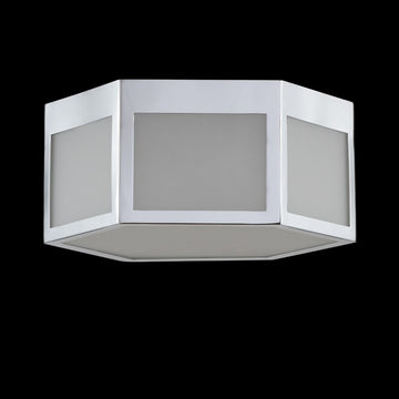 Minimo Hexagon Metal/Frosted Glass LED Flush Mount - JONATHAN Y